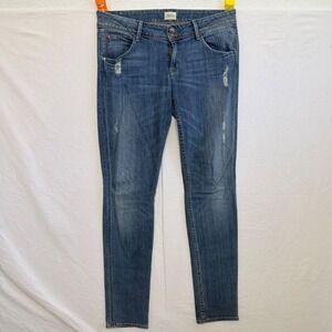 Y2K Hudson Collin Skinny Jeans Women 29 Low Rise Distressed Flap Pocket Made USA